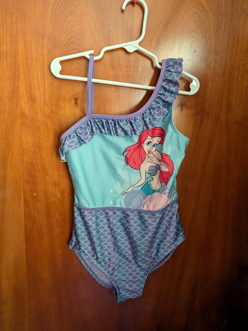 Disney Ariel One-Shoulder Kids Swim One Piece - Aqua & Purple